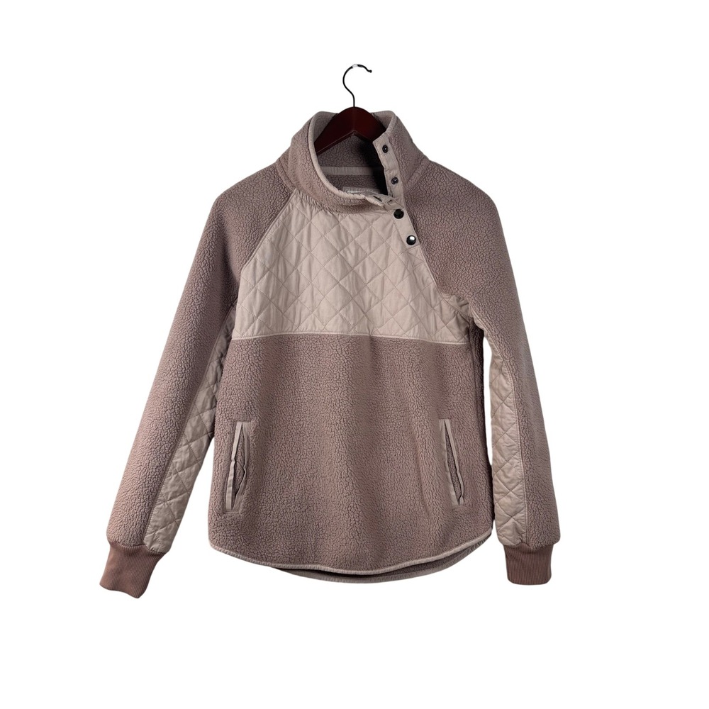 Abercrombie & Fitch XS Sherpa Fleece Quilted Mock Neck Snap Pullover Sweatshirt